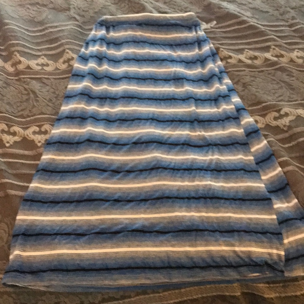 Blue gray and black striped skirt